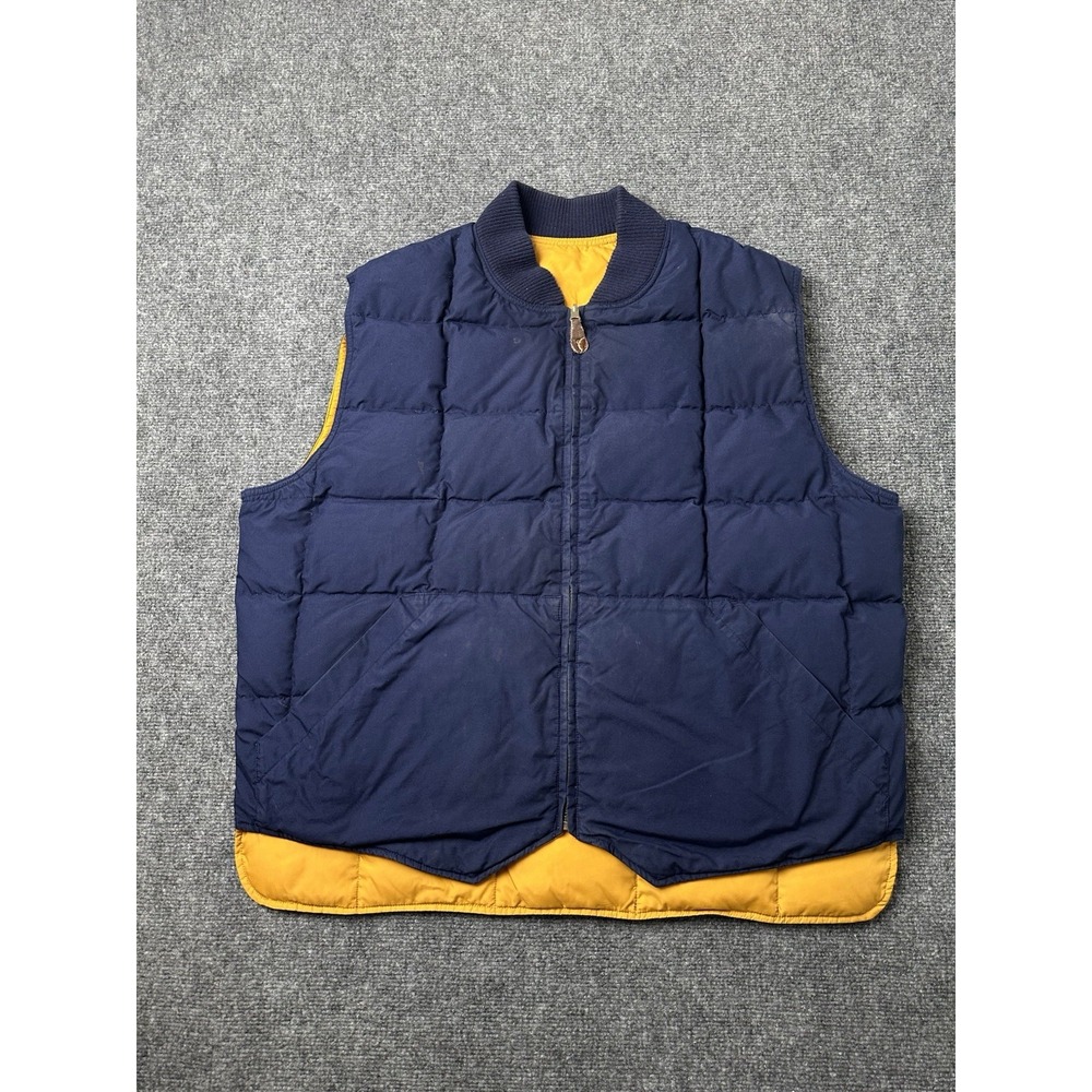 Mens‎ Eddie Bauer Reversible Down Puffer Vest Blue Yellow, Size XL